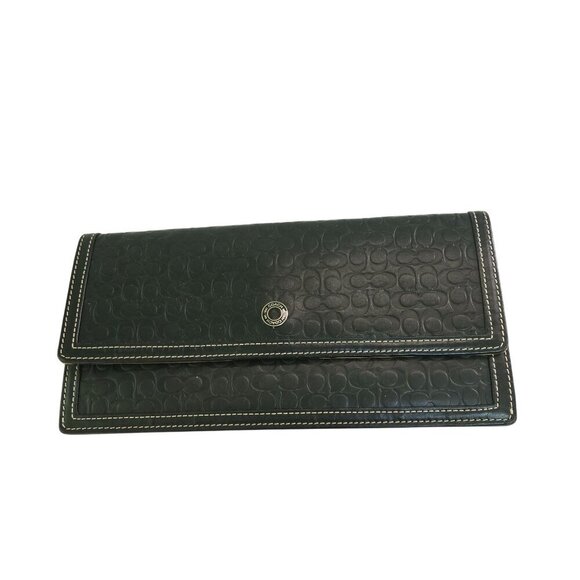 Coach 1941 Vintage Rare Black Embossed Logo Snap Clutch Wallet Like New - Picture 1 of 5